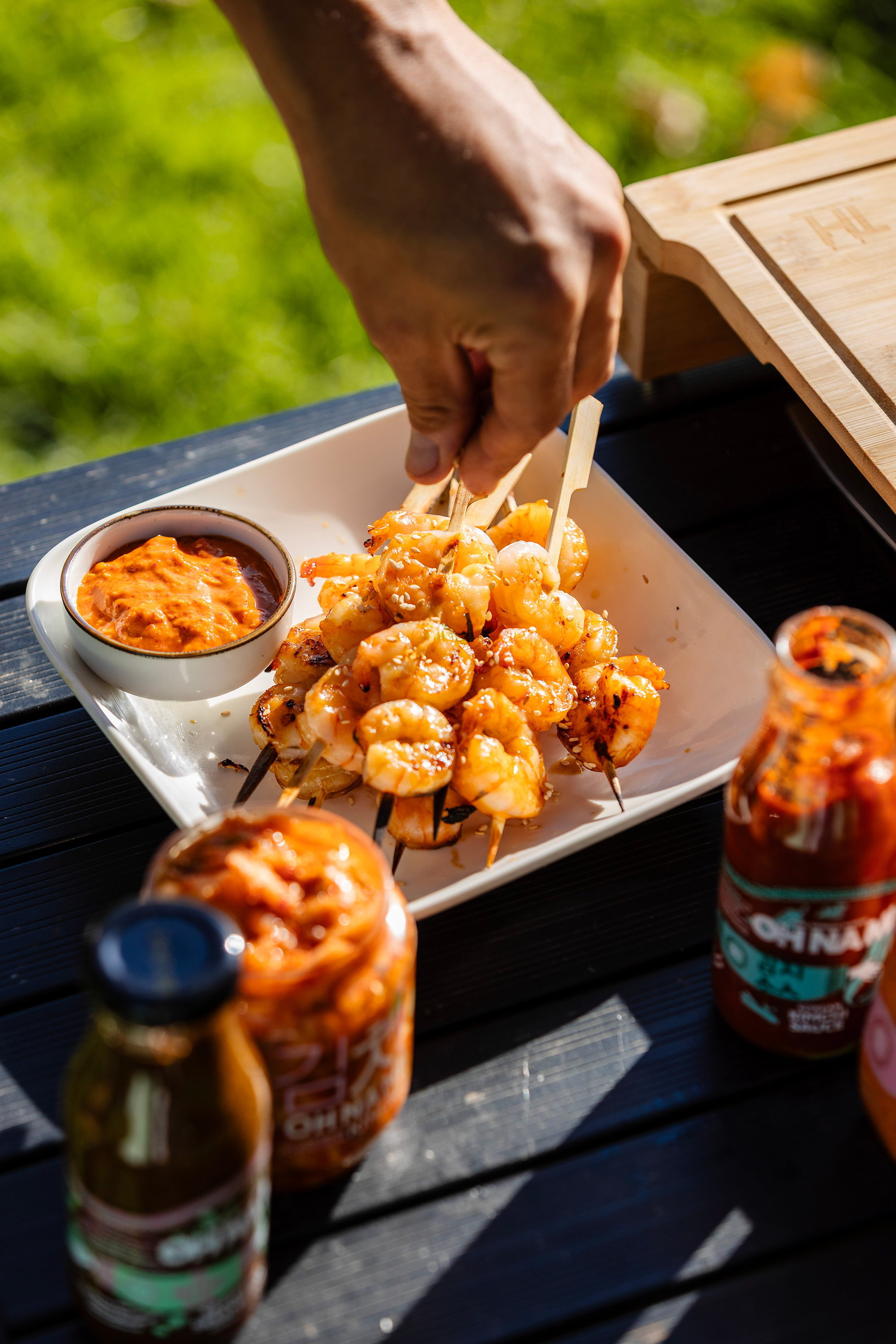 Korean BBQ Shrimp with Kimchi Cocktail Sauce