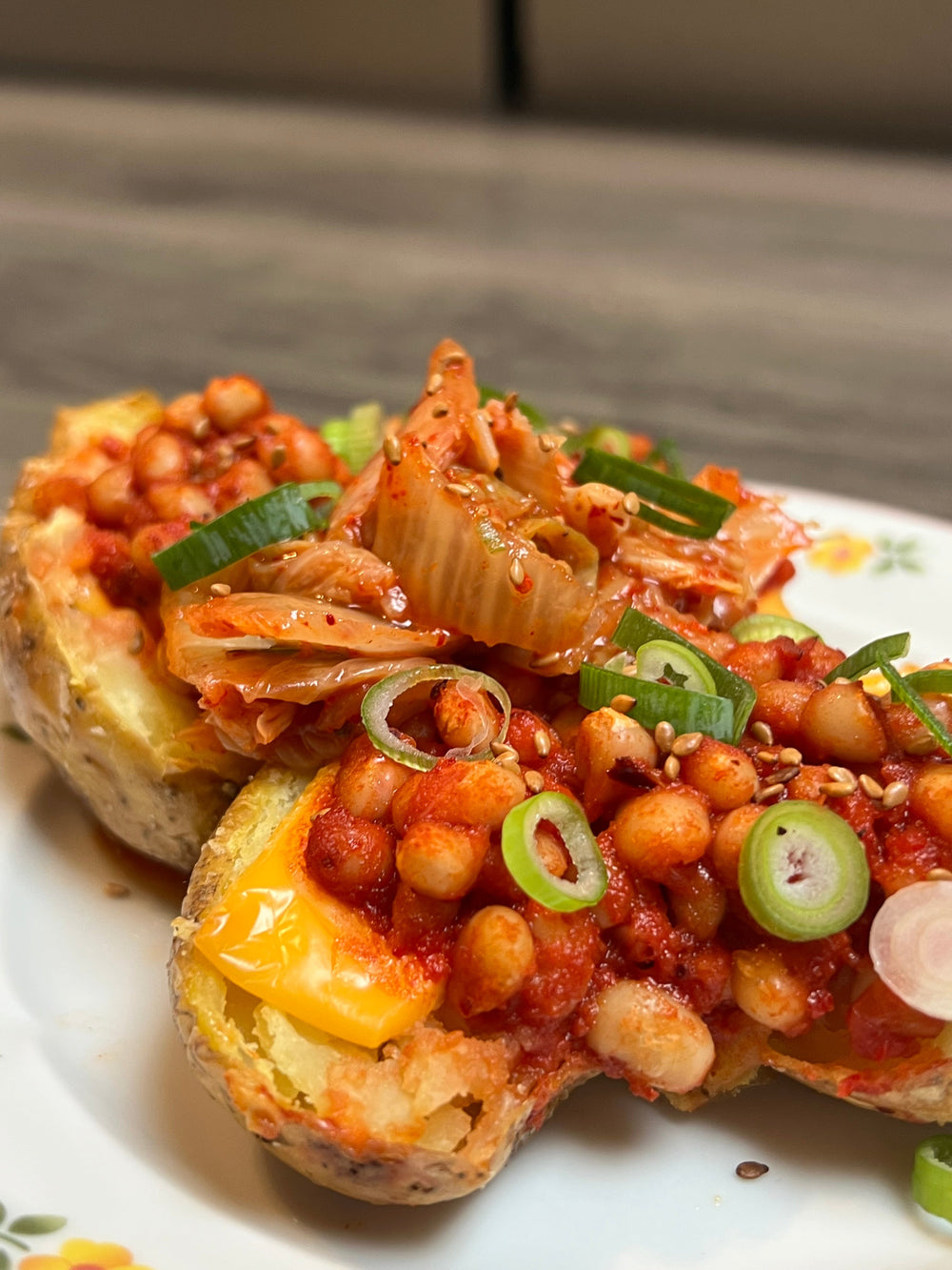 Stuffed Potato With Kimchi Beans